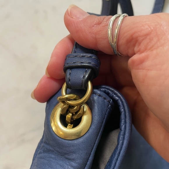 J Crew Margate Blue Leather Crossbody Bag - Picture 9 of 12